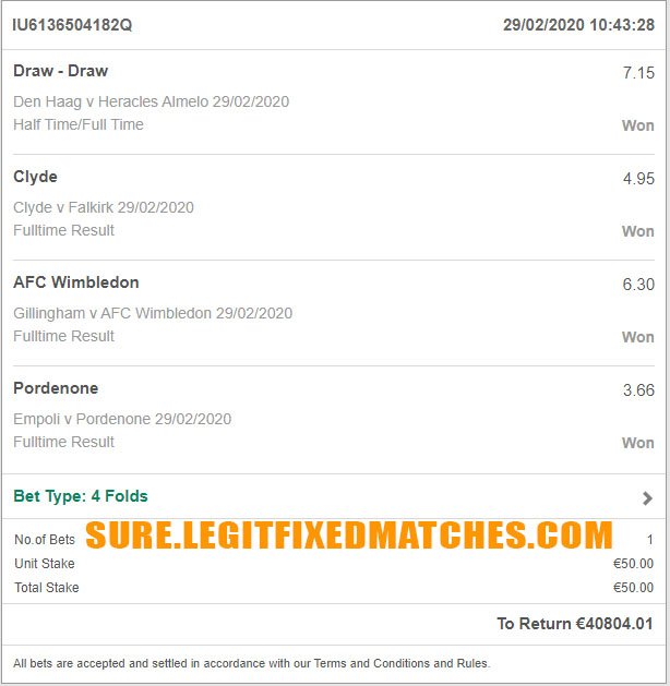 FOOTBALL FIXED ODDS 100%